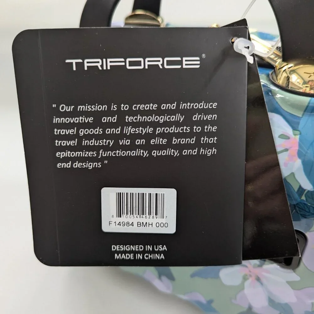 NWT Triforce Firenze Collection Travel Beauty Case Hard Shell Green Floral